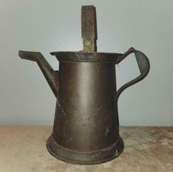 Antique Primitive Metal Water Can With Lid