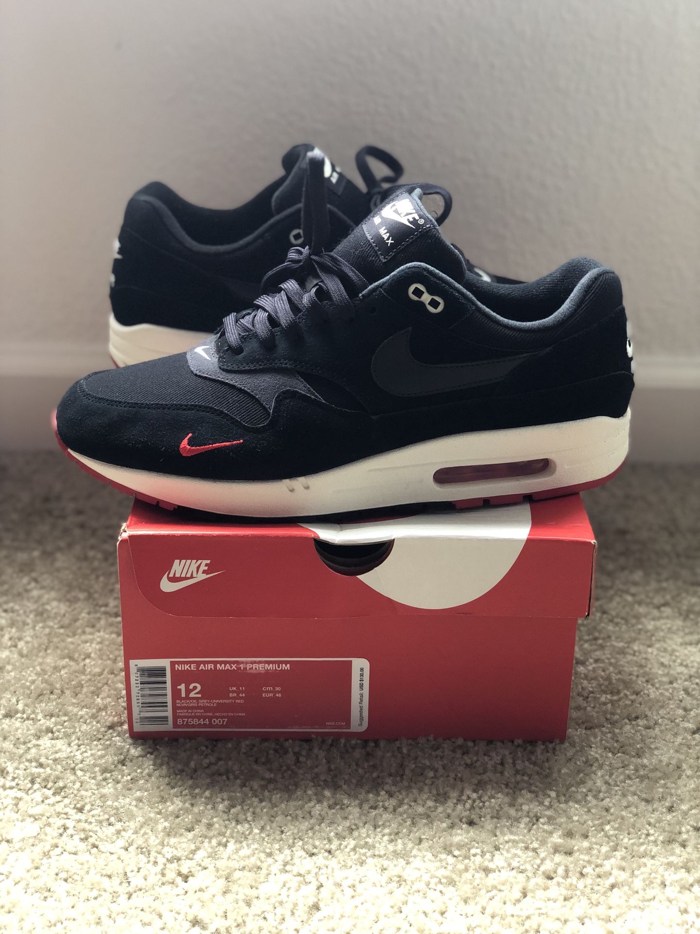 Air max 1 mini swoosh bred