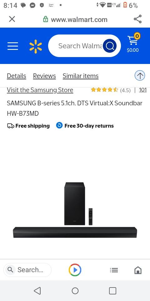 Samsung Sound bar And Subwoofer