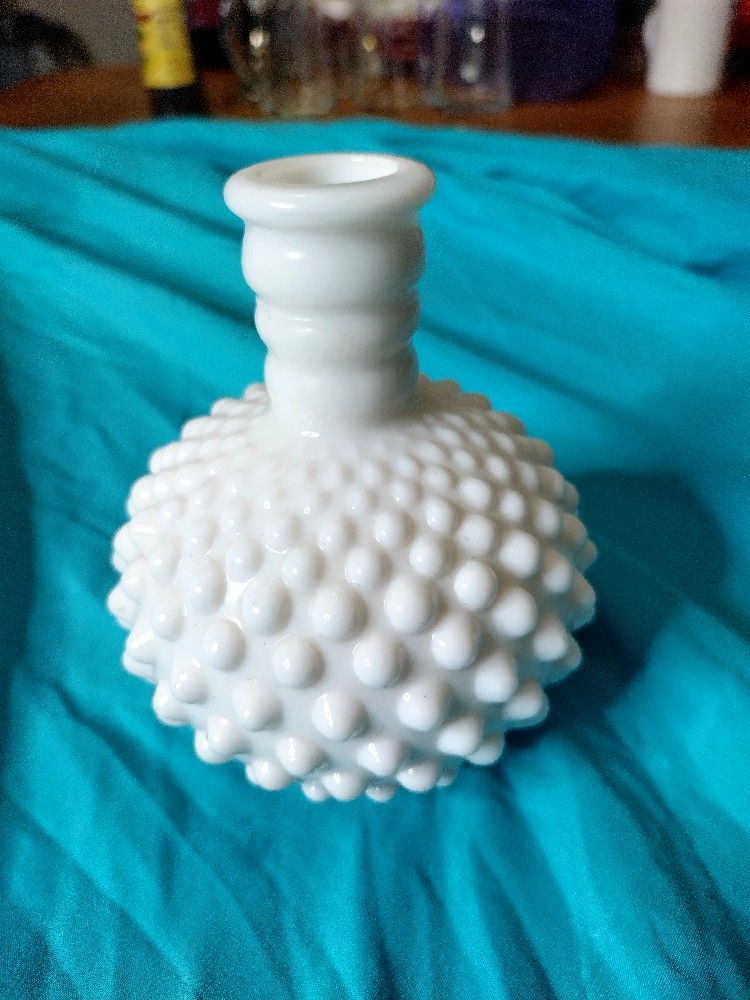Vintage Fenton Hobnail Milk Glass Perfume Bottle