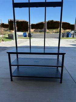 Coat rack with bench and shoe storage