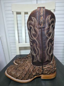 Cody James Pirarucu Western Boots Broad Square Toe BBME039 Men's Size 7.5 D