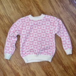 Disney Girls size 8 Long Sleeve Mickey Mouse Hearts Print pink sweatshirt pullov