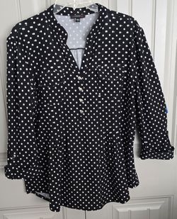BEAUTIFUL ✨️Women's Polka Dots 3/4 Sleeve Casual Button Front Blouse Top, Size (L)