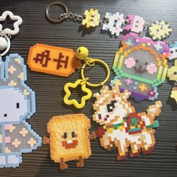 Custom Handmade Pixel Art Keychains & Fridge Magnets
