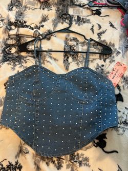 Jean bralette with rhinestones 1XL