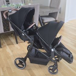 NEW Compact Double Stroller (Infant + Toddler) – Foldable Tandem Stroller – Never Used