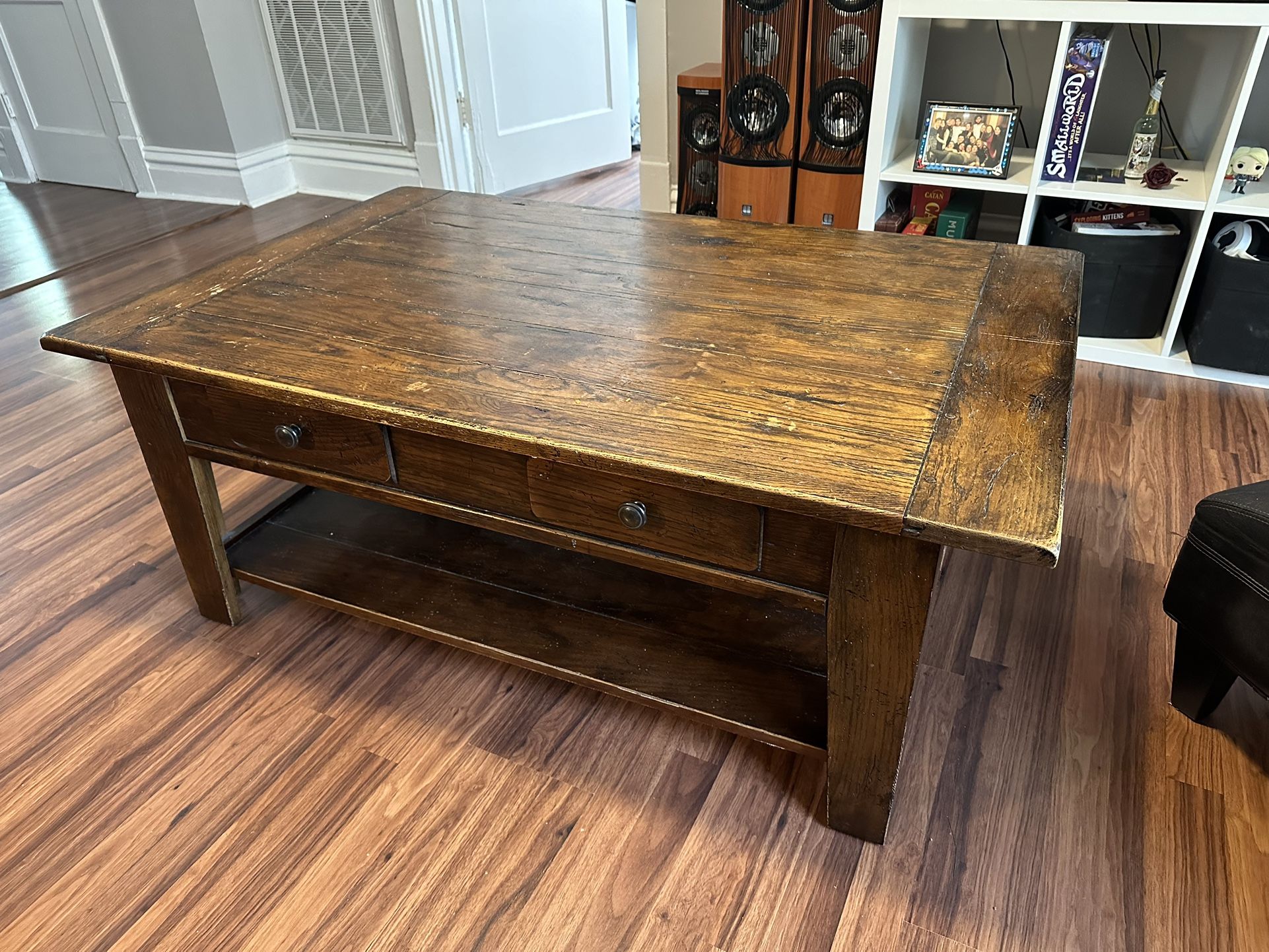 Wood Coffee Table w/ 2 Drawer Storage