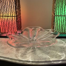 VTG Cofrac Art Verrier FRANCE Crystal Centerpiece Bowl Flower Shape LRG Heavy 16” RARE