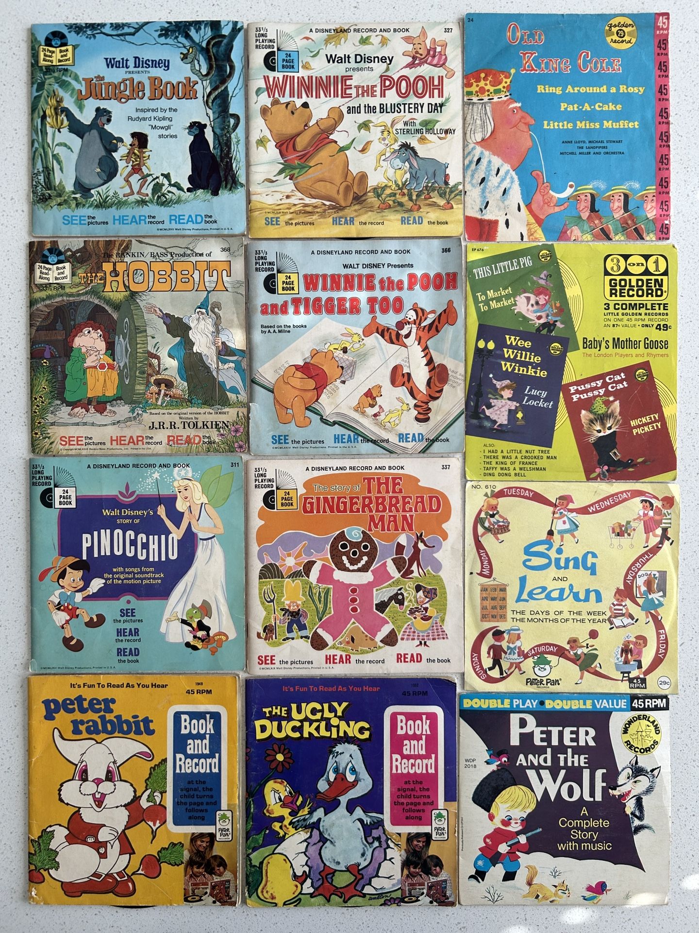 Vintage Walt Disney and Other Children’s Records The Hobbit Winnie the Pooh Jungle Book and More