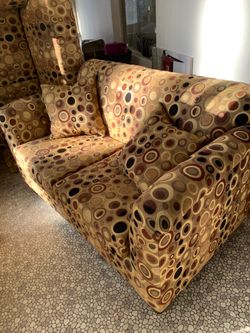 Love seat sofas (2) identical + 1 ottoman