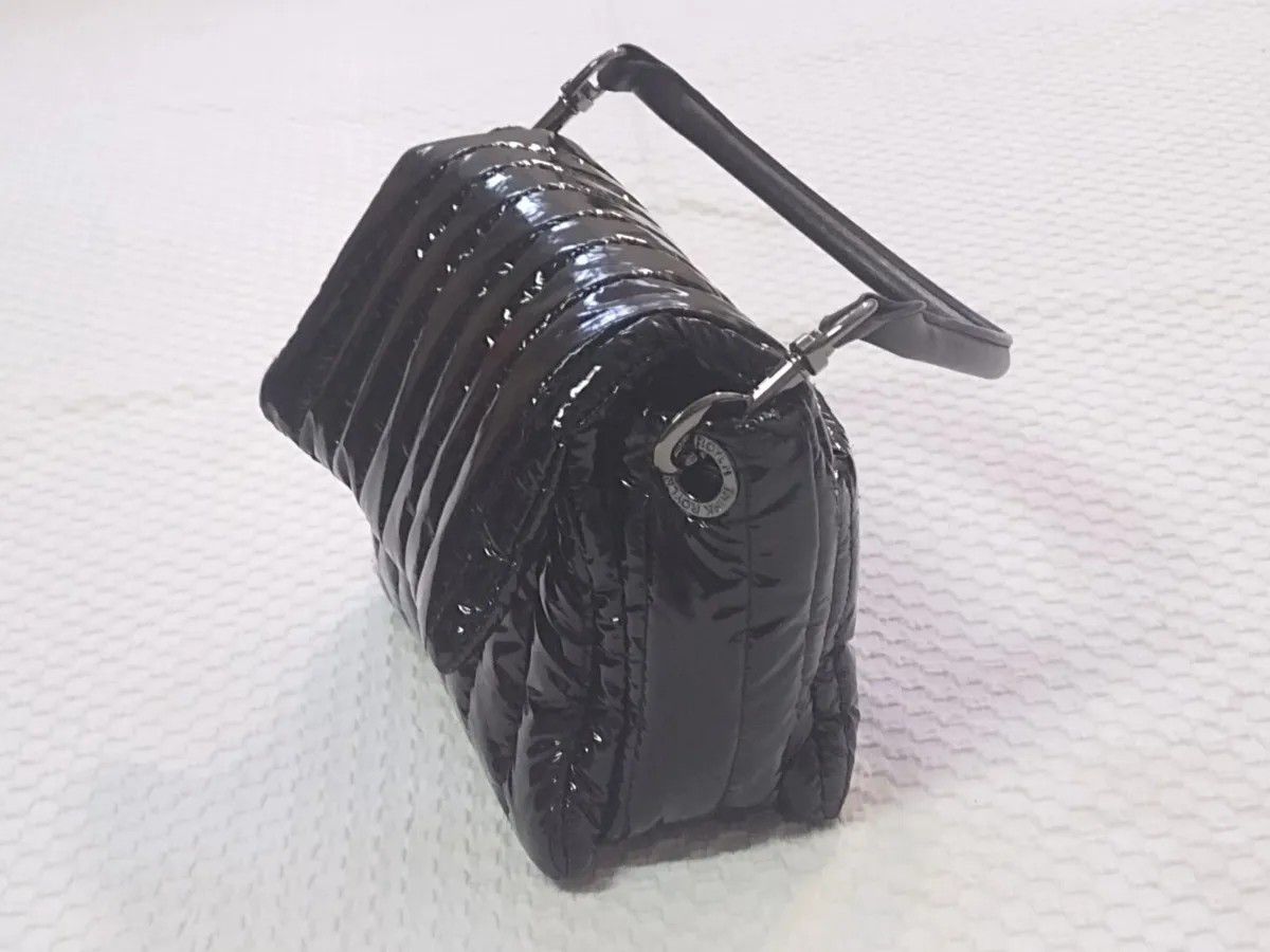 Think Rolyn Quilted Black Bar Bag Patent Leather Puffer Purse