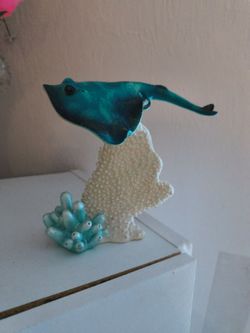 Glass Stingray Figurine on Coral Base