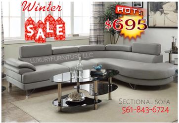 New grey bonded leather sofa sectional