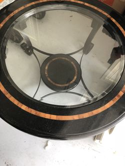 Marble round glass coffee table - perfect for living room.