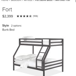 Room & Board Fort Bunk - Twin over Full - Steel Bunk Bed