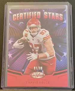 2025 Panini Certified Travis Kelce Certified Stars Mirror Red #91/99