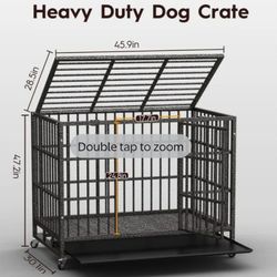 Brand New In Box! Not A Returned Item!!! 48" Xl Heavy Duty Dog Crate With Wheels Tray 2 Doors Fols Flat Jaula De Mascota Nuevo