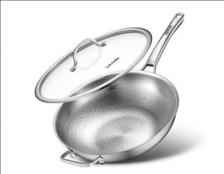 VEDNHOL Titanium Wok Pan,13in Pure Titanium Hammered Pro pan