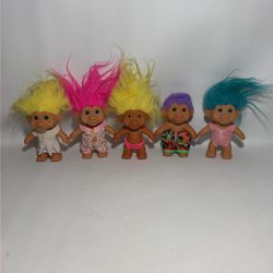 VTG TNT Troll Dolls Figures Set Of 5