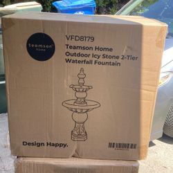 Teamson Home Outdoor Icey Stone 2-tier Water Fountain 