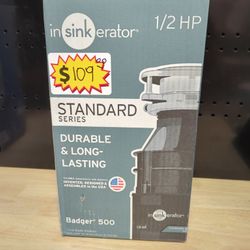 InSinkErator
Badger 500, 1/2 HP Continuous Feed Kitchen Garbage Disposal, Badger Series