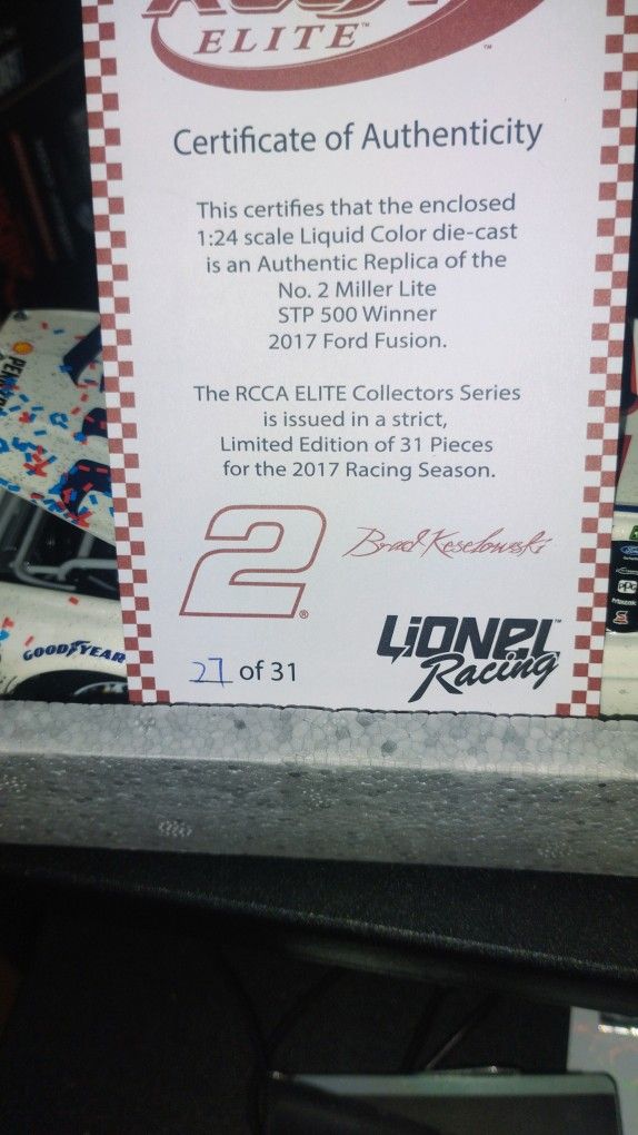 2017 Brad Keselowski 1:24 Diecast Martinsville Win Liquid Color