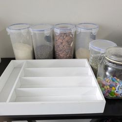 Wooden cutlery organizer. storage containers