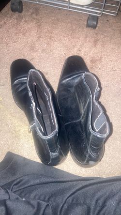 Black Leather Ankle Boots with Side Zip
