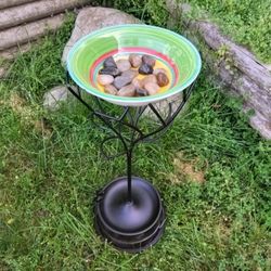 Birdbath With Critter Feeder Below 