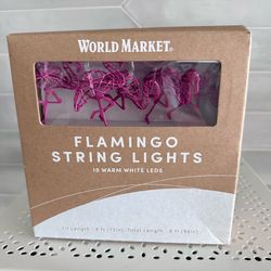 World Market Pink Flamingo String Lights  New in package unused / unopened box