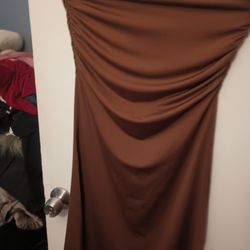M Brown Dress Party Dress/Vestido De Fiesta Cafee