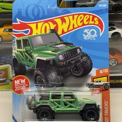 🇺🇸 HOT WHEELS 2017 - Green ‘17 Jeep Wrangler - HW HOT TRUCKS 176/365 - 1:64