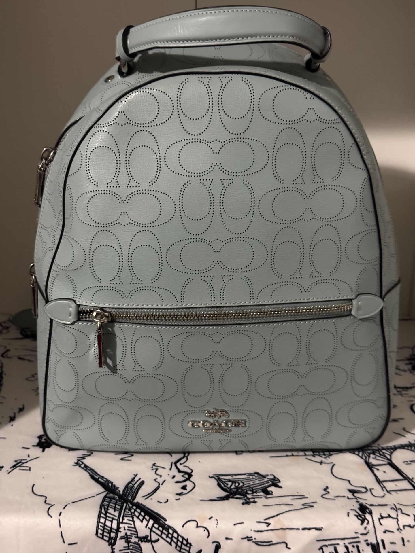 Coach Sky Blue Signature Backpack