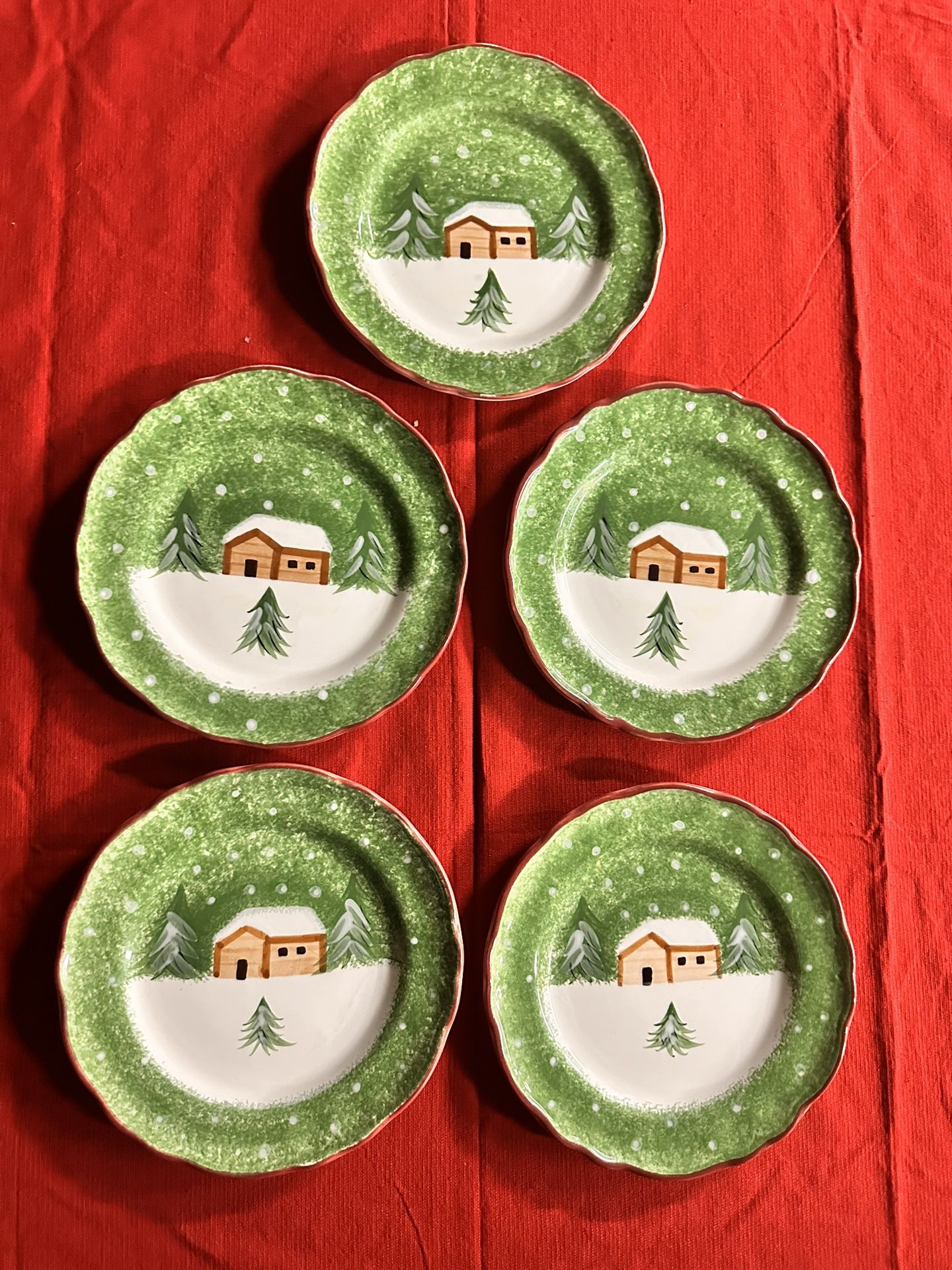 Set of 5 - The Cellar LOG CABIN Salad/Dessert Plates 8”