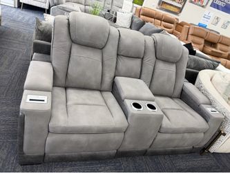 Gorgeous High Quality Gray Leather Lounge Space - Continuous or 2 Piece - SAME DAY DELIVERY