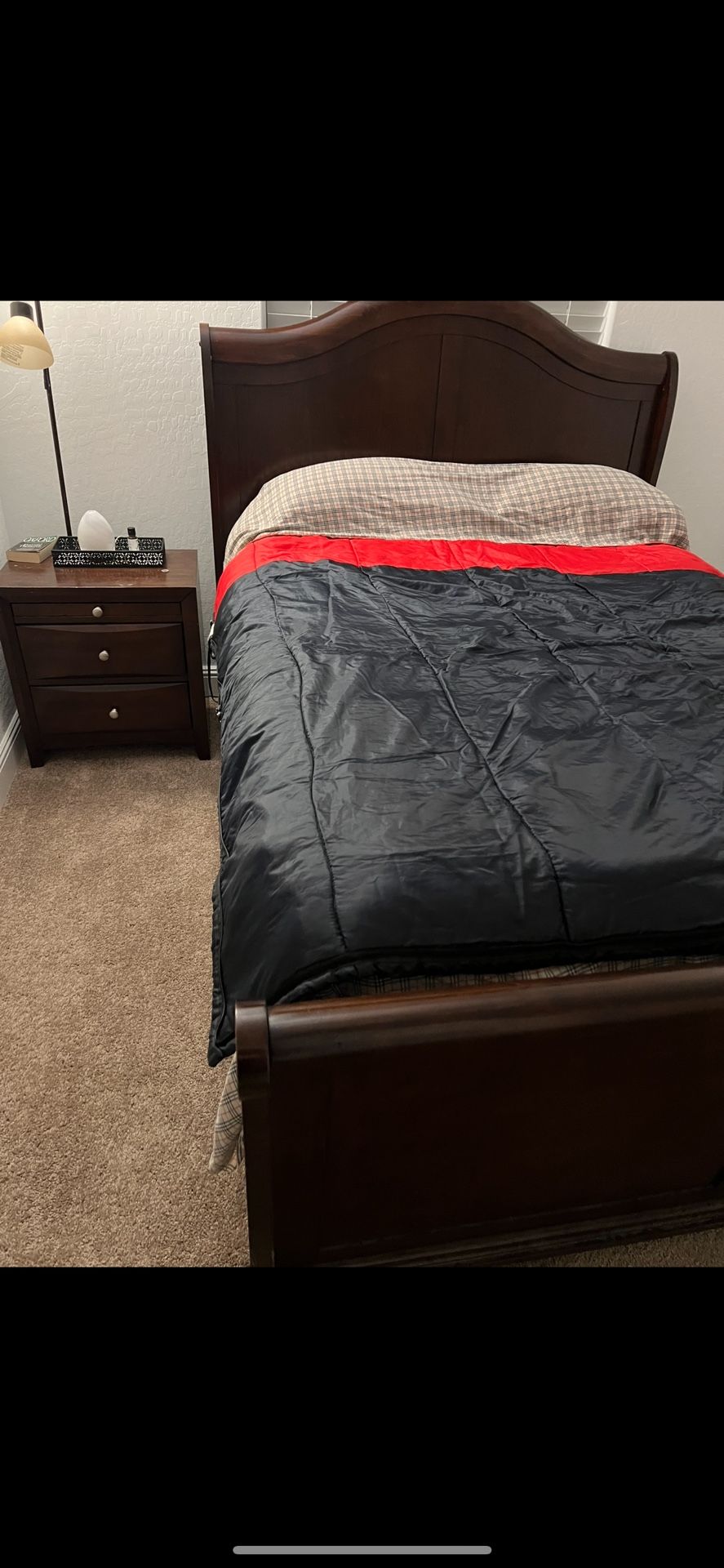 Cherry Wood Queen Bed / Night Stand