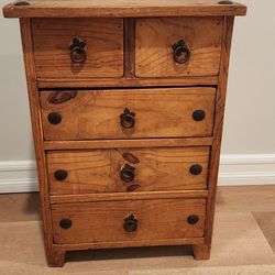 Wooden Night Stand - 5 Drawers