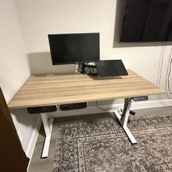 Electric Standing Desk with Drawers Sit Stand up With Monitor And Chair