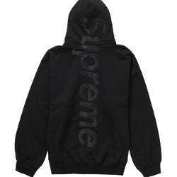 Supreme Satin Appliqué Hooded Sweatshirt (FW23) Black Size XXL