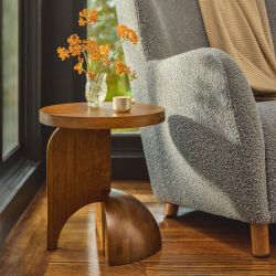 Side Table – Smoked Oak Solid Wood Sculptural End Table- Article Falco (Contract Grade)
