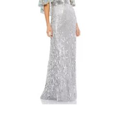 NWT $598 Mac Doggal Cape Sleeve Sequin Prom Dress