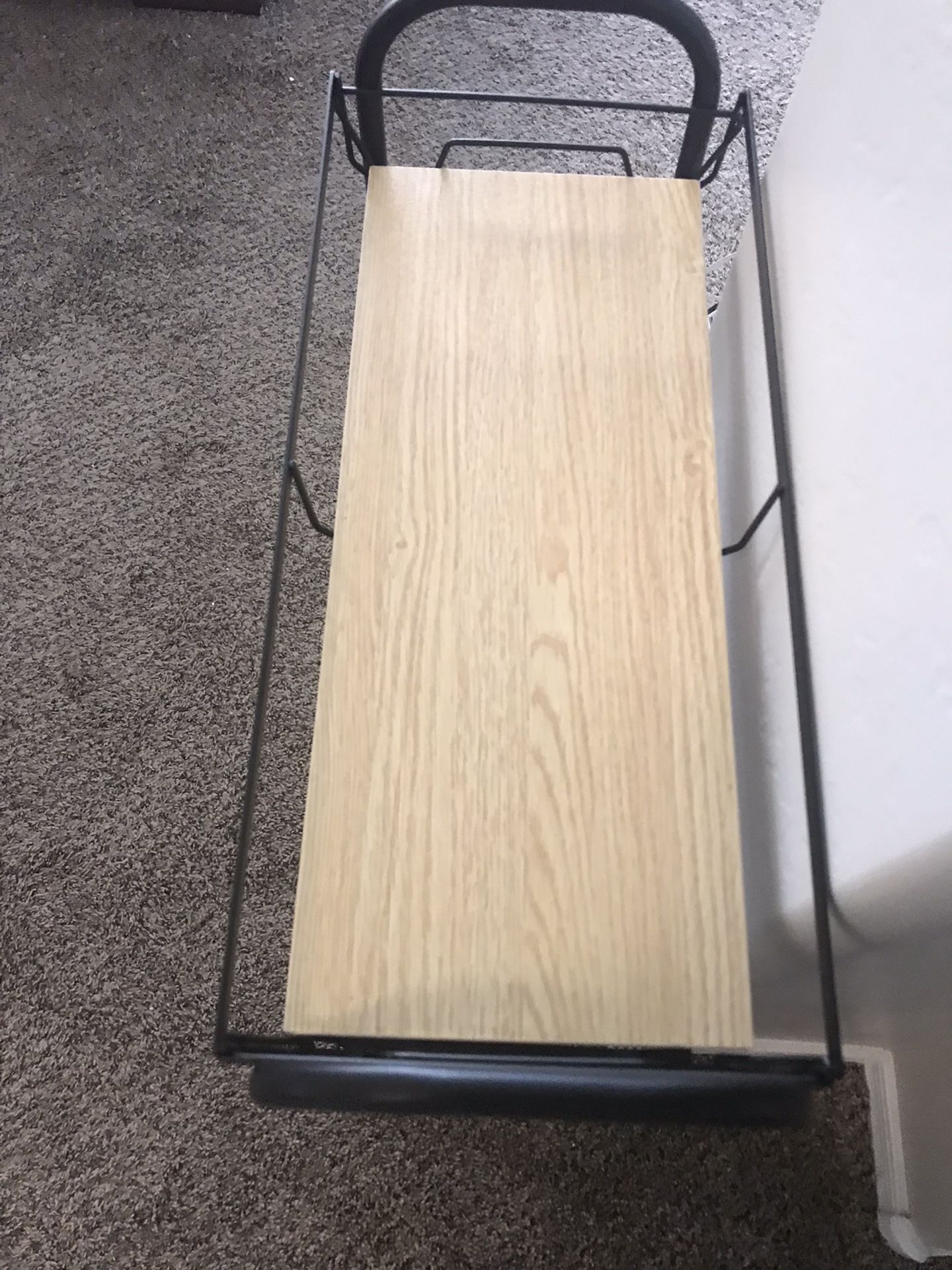 Skinny Storage Rack With 4 Shelves Black Metal And Wood for Sale in