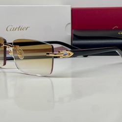 Gold Cartier Acetate Sunglasses Brown Lens Glasses