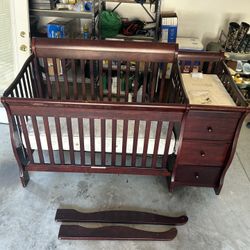 Elegant 4-in-1 Convertible Crib with Changing Table + Premium Serta Mattress - $100