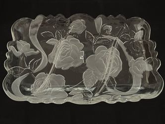 Vintage Laura Glass frosted crystal divided serving tray. Made in Japan