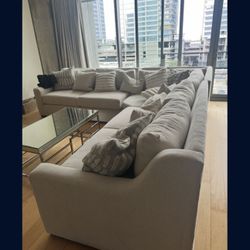 sectional couch with 10 pillows