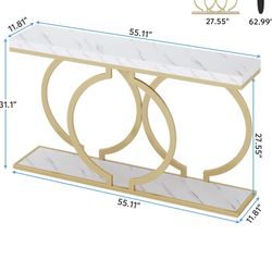 Faux Marble Gold Console Table
