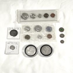 Collection Of Morgan Silver Dollars, Sealed Franklin Silver Half Dollar Sets And Other Silver Coins