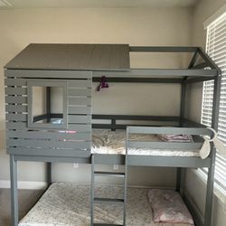 Bunk Bed twin over twin + 2 twin ikea mattresses